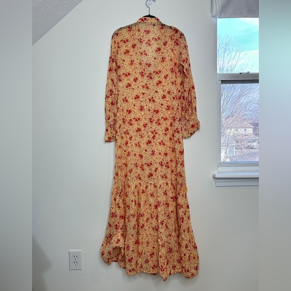 Poupette St. Bart Rita Floral Maxi Dress Pink Yellow Size Medium - Picture 5 of 12